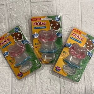 NEW Nuby Soothing Teethers - Pink and Blue 3 packs of 2 packs (6 total)
